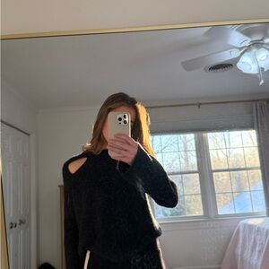 Mango Black Off-the-Shoulder Sweater